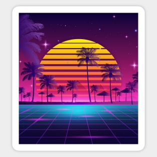 80s sunset synthwave Sticker